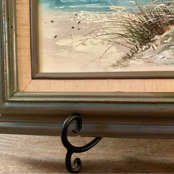 Vintage Beach Landscape Canvas Oil Painting Sine By K. Huoring  14/16 Inches - Picture 12 of 14